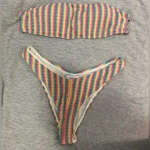 ONIA bandeau top and bottom bikini set
